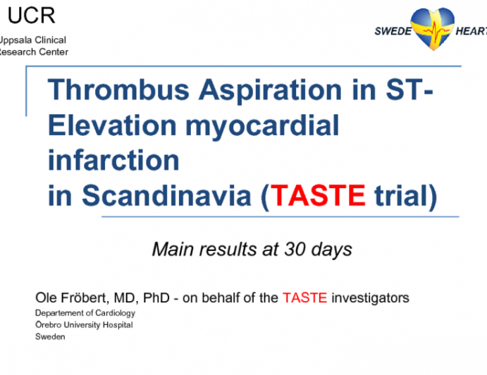 Thrombus Aspiration in ST- Elevation myocardial infarction in Scandinavia (TASTE trial)