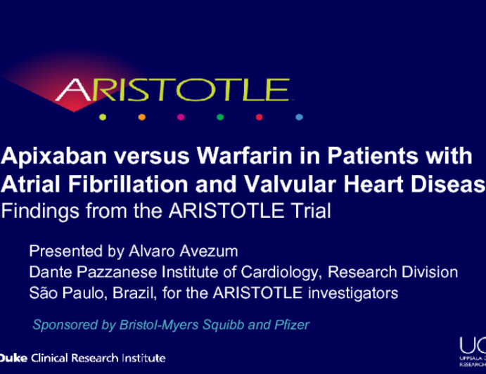 Apixaban versus Warfarin in Patients with Atrial Fibrillation and Valvular Heart Disease: Findings from the ARISTOTLE Trial