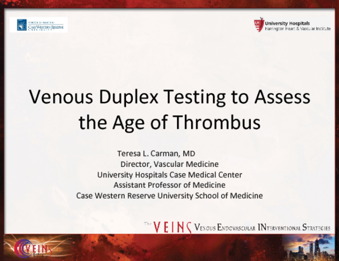 Venous Duplex Testing to Assess the Age of Thrombus