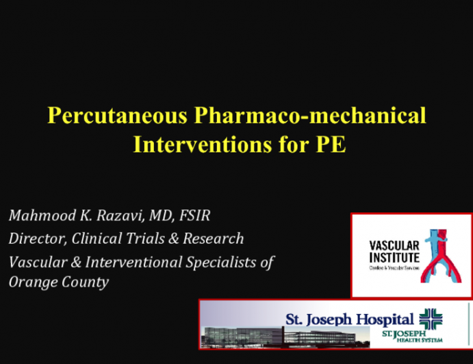 Percutaneous Pharmaco-Mechanical Interventions for PE