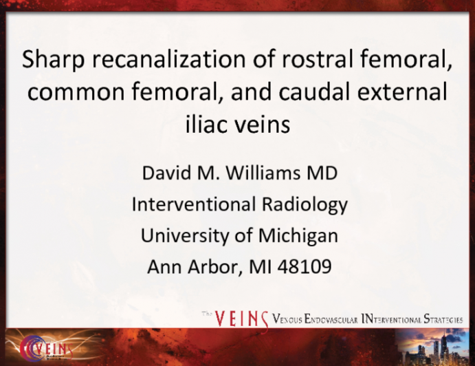 Sharp Recanalization of Rostral Femoral, Common Femoral, and Caudal External Iliac Veins