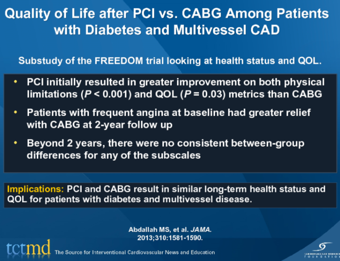 Quality of Life after PCI vs. CABG Among Patients with Diabetes and Multivessel CAD