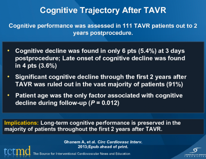 Cognitive Trajectory After TAVR