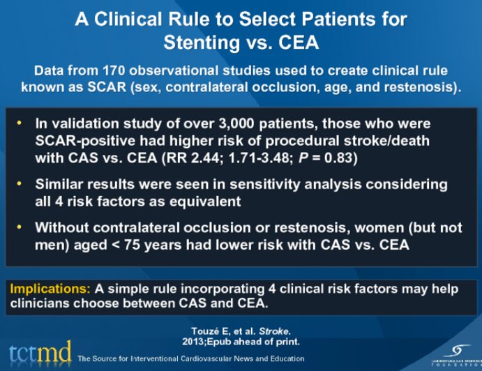 A Clinical Rule to Select Patients for Stenting vs. CEA