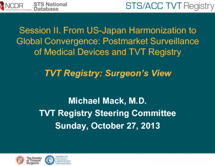 TVT Registry: Surgeons's View