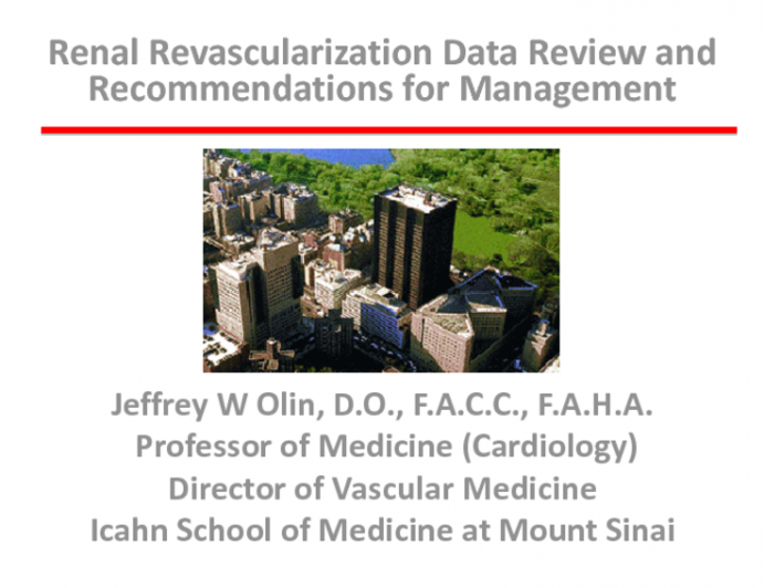 Renal Revascularization Data Review and Recommendations for Management