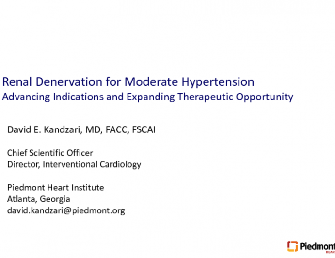 Moderate Treatment Resistant Hypertension: A New Indication for RDN?