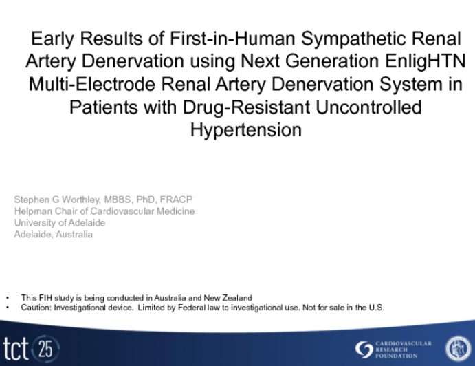 Device and Clinical Trial Update: EnligHTN (St. Jude)