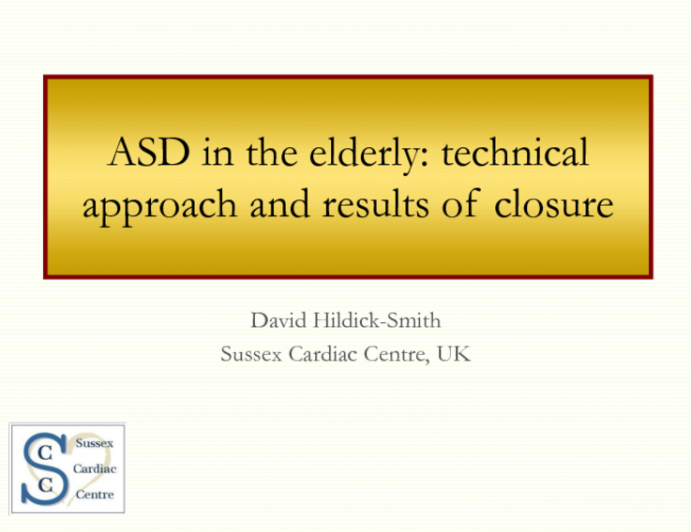 ASD in the Elderly: Technical Approach and Results of Closure