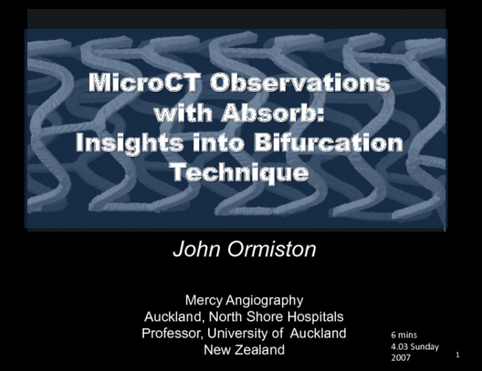 Micro-CT Observations with ABSORB: Insights into Bifurcation Technique