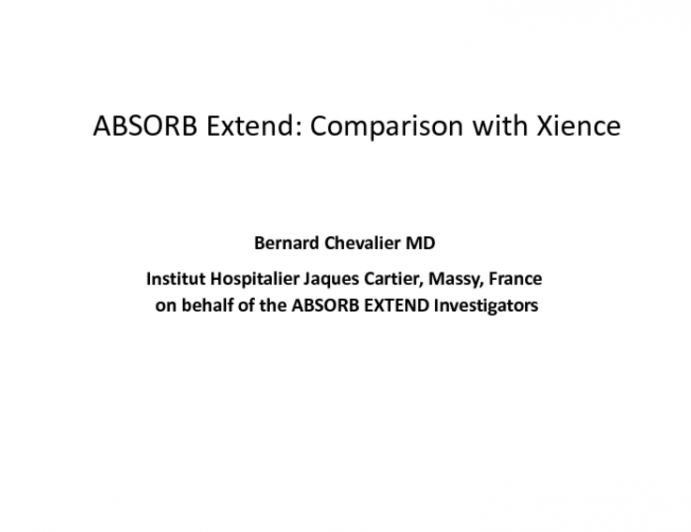 Latest Results from ABSORB Extend: Comparison with Xience