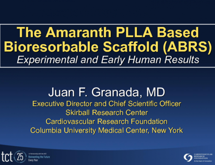 The Amaranth PLLA-based BRS (with and without Sirolimus Elution): Design, Experimental and FIH Results