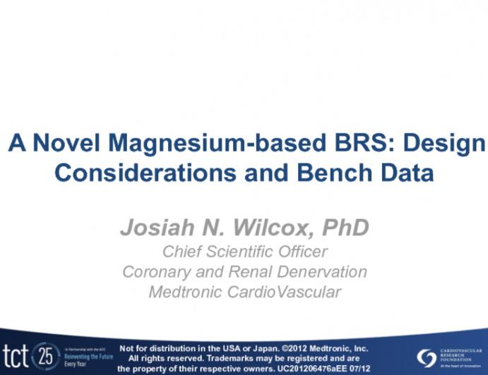 A Novel Magnesium-based BRS: Design Considerations and Bench Data