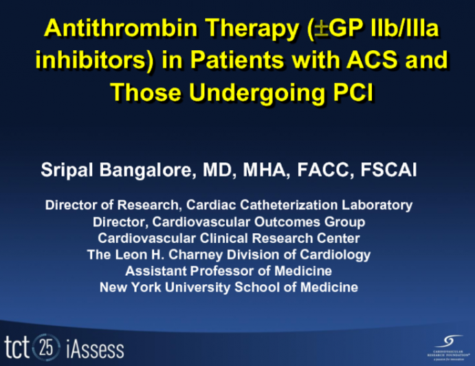 Antithrombin Therapy (GP IIb/IIIa inhibitors) in Patients with ACS and Those Undergoing PCI