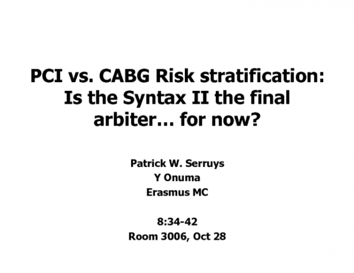 PCI vs CABG Rrisk-stratification: Is the SYNTAX Score II the Final Aarbiter...for Now?