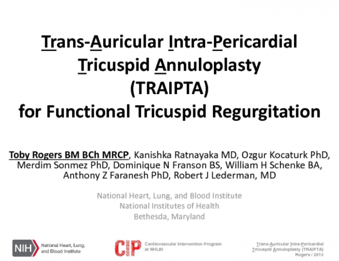 TCT-127. Trans-Auricular Intra-Pericardial Tricuspid Annuloplasty (TRAIPTA)