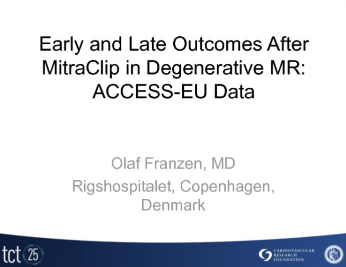 Early and Late Outcomes After MitraClip in Degenerative MR: ACCESS-EU Data