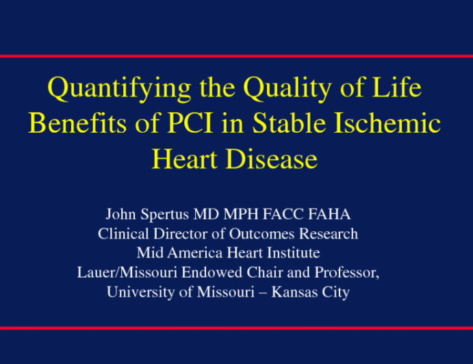 Quantifying the Quality-of-Life Benefits of PCI in Stable Ischemic Heart Disease