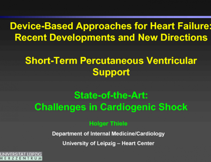 State-of-the-Art:  Challenges in Acute Cardiogenic Shock