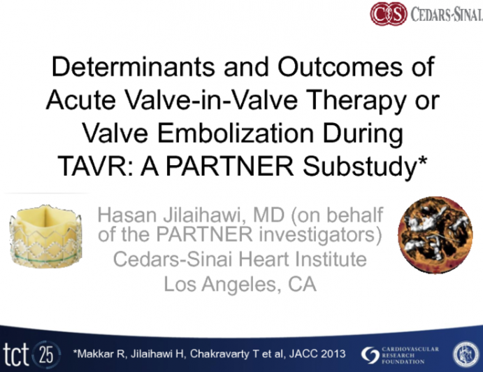 Determinants and Outcomes of Acute Valve-in-Valve Therapy or Valve Embolization During TAVR: A PARTNER Substudy