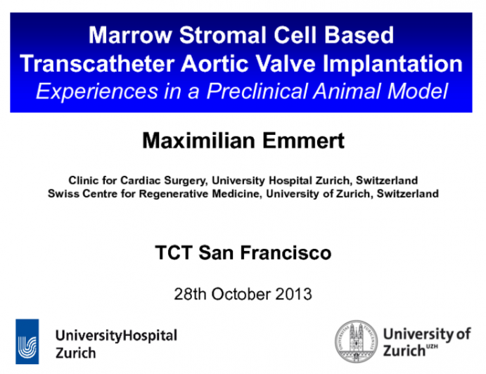 TCT-130. Marrow Stromal Cell Based Transcatheter Aortic Valve Implantation – Experiences in a Preclinical Animal Model