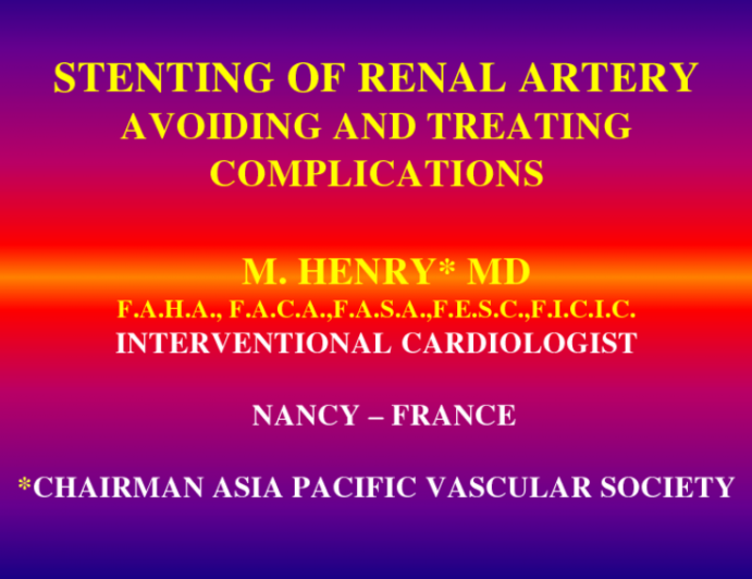 Stenting of the Renal Artery: Avoiding and Treating Complications