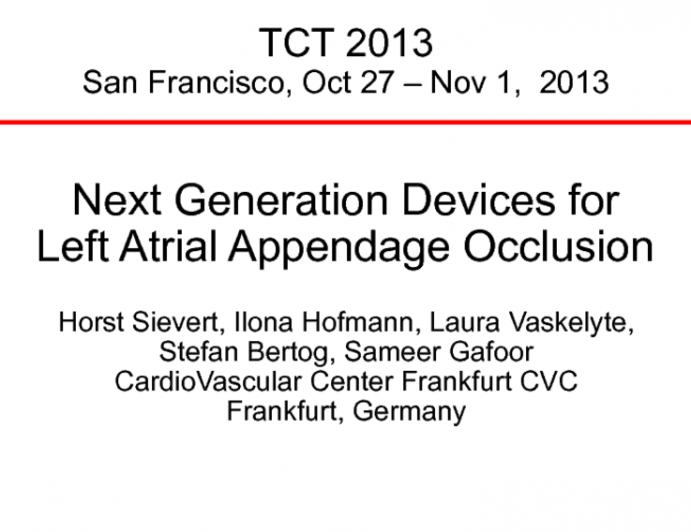 Next Generation Devices for Left Atrial Appendage Occlusion