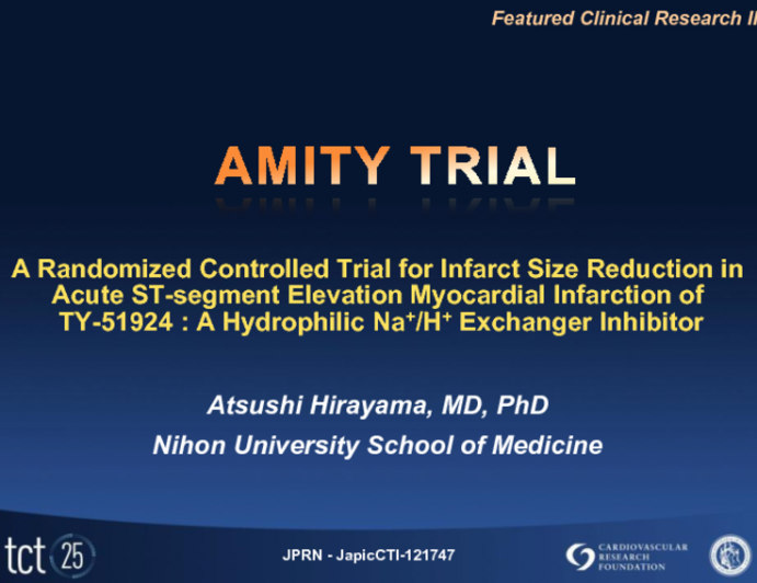 AMITY: A Prospective, Randomized Trial of Hydrophilic Na+/H+ Exchanger Inhibitor in STEMI