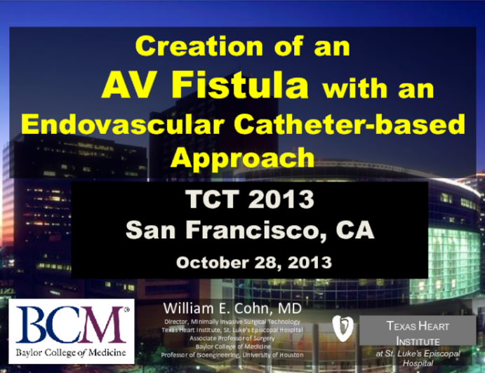 TVA-FLEX: Safety and Efficacy of Percutaneous Autogenous Arteriovenous Fistula Creation