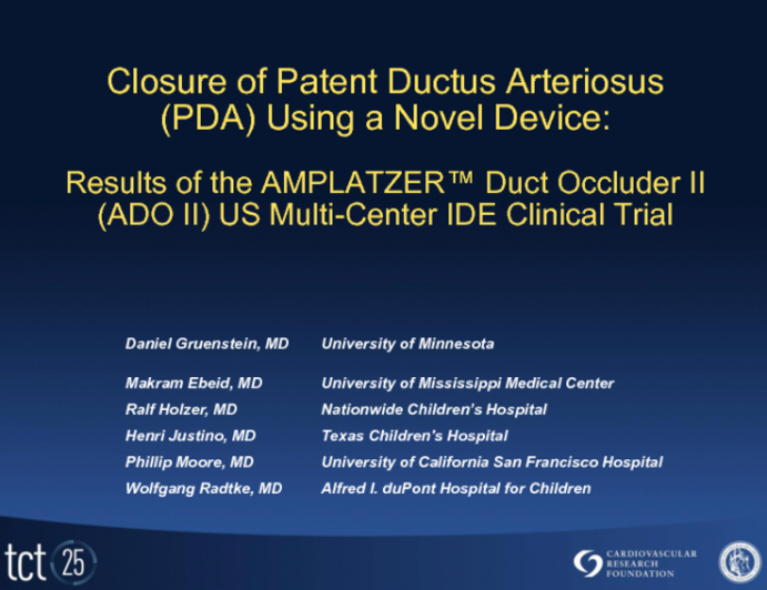 ADO-II: A Prospective Registry Study of Patent Ductus Arteriosus Closure Using a Novel Device