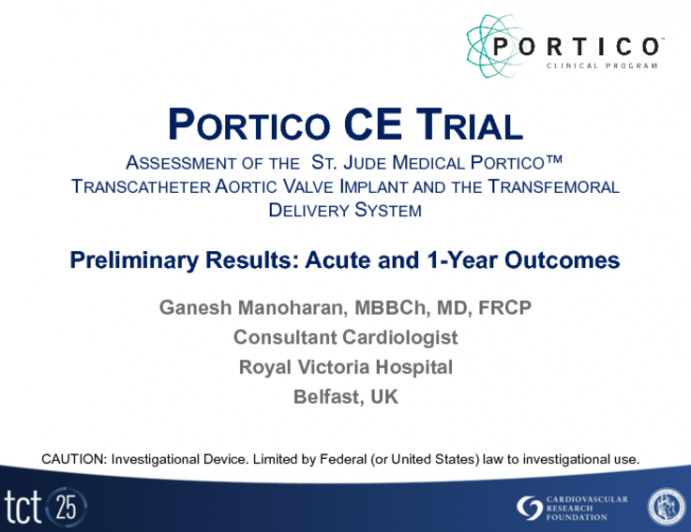 PORTICO: A Prospective Registry Study of Transcatheter Aortic Valve Replacement with a Repositionable Self-Expanding Transcatheter Heart Valve in Patients with Severe Aortic...