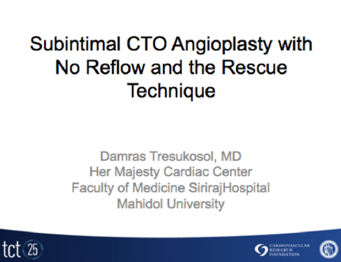 Subintimal CTO Angioplasty with No Reflow and the Rescue Technique