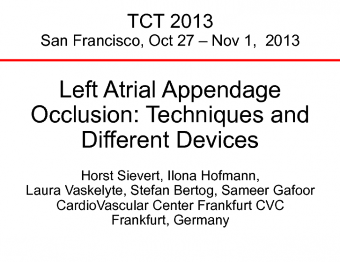 Left Atrial Appendage Occlusion Devices: Techniques and Different Devices