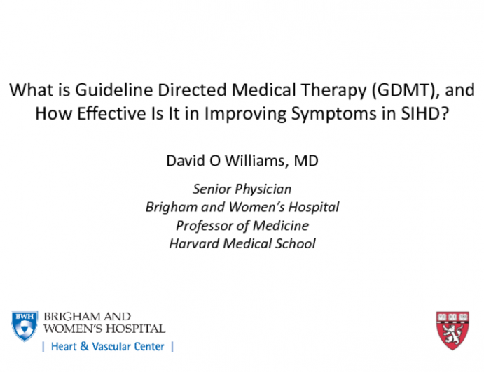 What is Guideline Directed Medical Therapy (GDMT), and How Effective Is It in Improving Symptoms in SIHD?