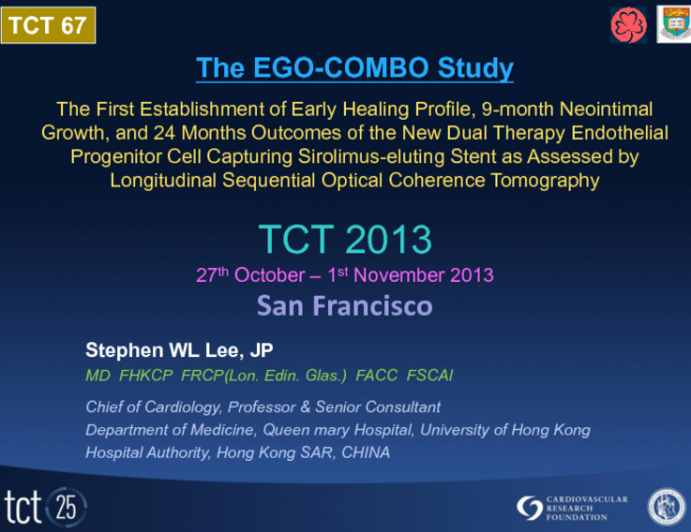 TCT-67. The First Establishment of Early Healing Profile, 9-month Neointimal Growth, and 24 Months Outcomes of the Dual Therapy Endothelial Progenitor Cell Capturing...