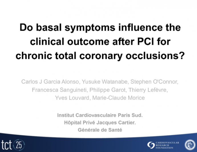 TCT-54. Do Baseline Symptoms Influence the Clinical Outcome After PCI for Chronic Total Coronary Occlusions?