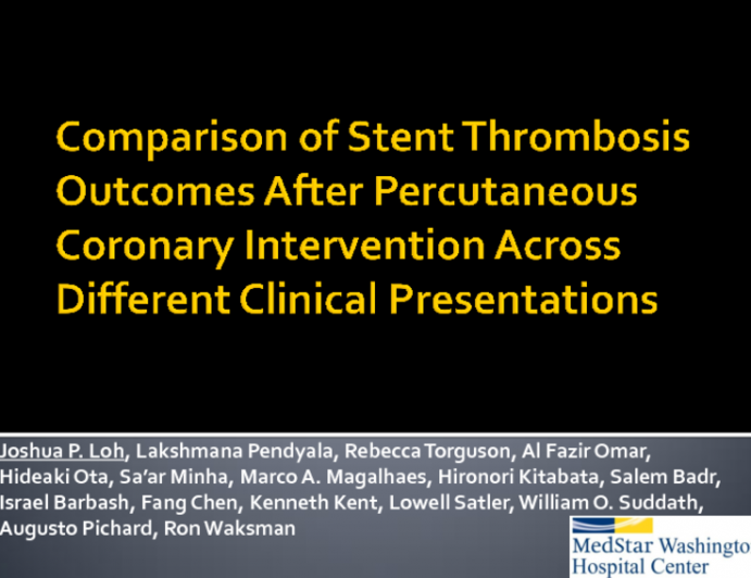 TCT-49. Comparison Of Stent Thrombosis Outcomes After Percutaneous Coronary Intervention Across Different Clinical Presentations