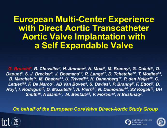TCT-119. European Multi-Center Experience with Direct Aortic Transcatheter Aortic Valve Implantation with a Self Expandable Valve