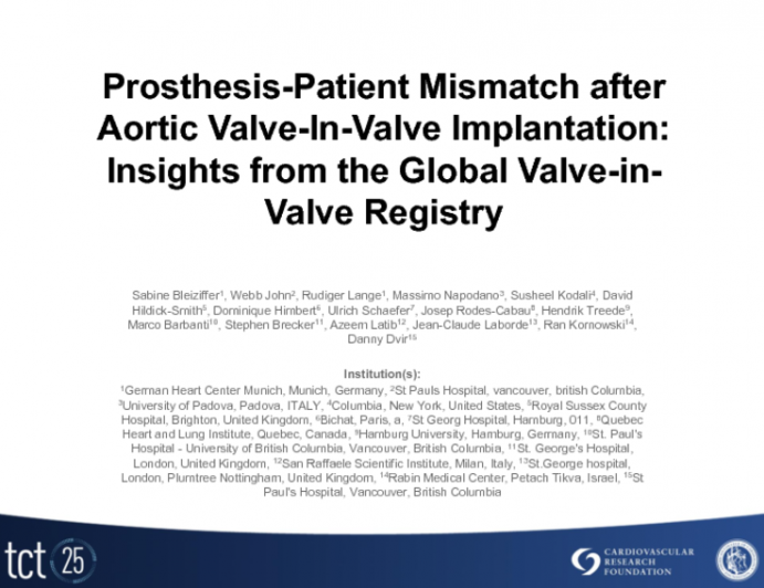 TCT-116. Prosthesis-Patient Mismatch after Aortic Valve-In-Valve Implantation: Insights from the Global Valve-in-Valve Registry