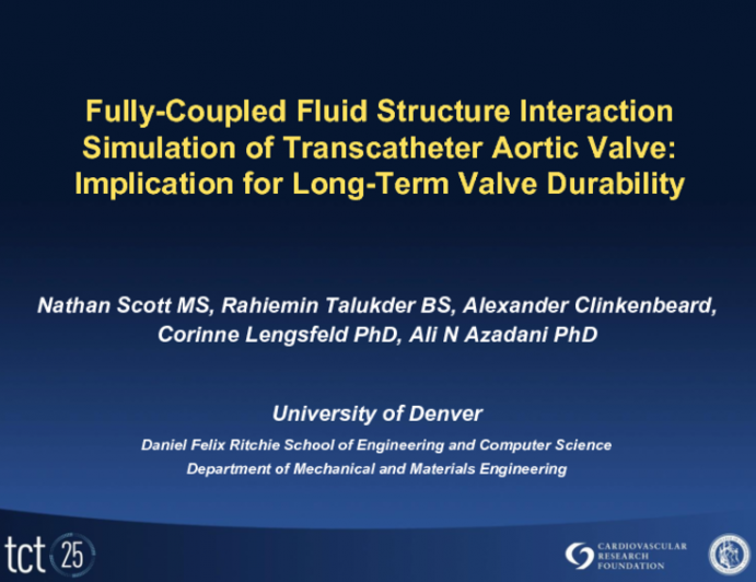 TCT-111. A Fully-Coupled Fluid Structure Interaction Simulation of Transcatheter Aortic Valve: Implication for Long-Term Valve Durability