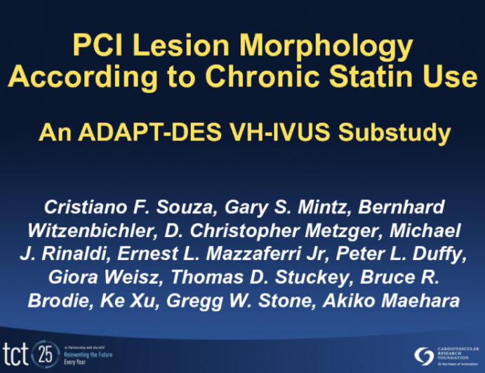 TCT-72. PCI Lesion Morphology According to Chronic Statin Use: An ADAPT-DES IVUS Substudy