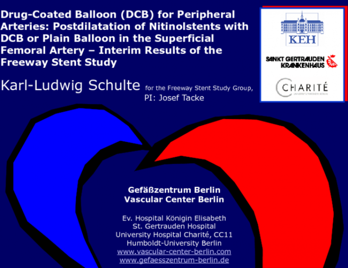 TCT-63. Drug-Coated Balloon (DCB) for Peripheral Arteries: Postdilatation of Nitinolstents with DCB or plain balloon in the superficial femoral artery – Interim results of the...