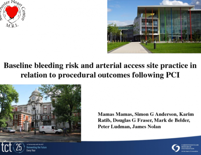 TCT-40. BASELINE BLEEDING RISK AND ARTERIAL ACCESS SITE PRACTICE IN RELATION TO PROCEDURAL OUTCOMES FOLLOWING PERCUTANEOUS CORONARY INTERVENTION