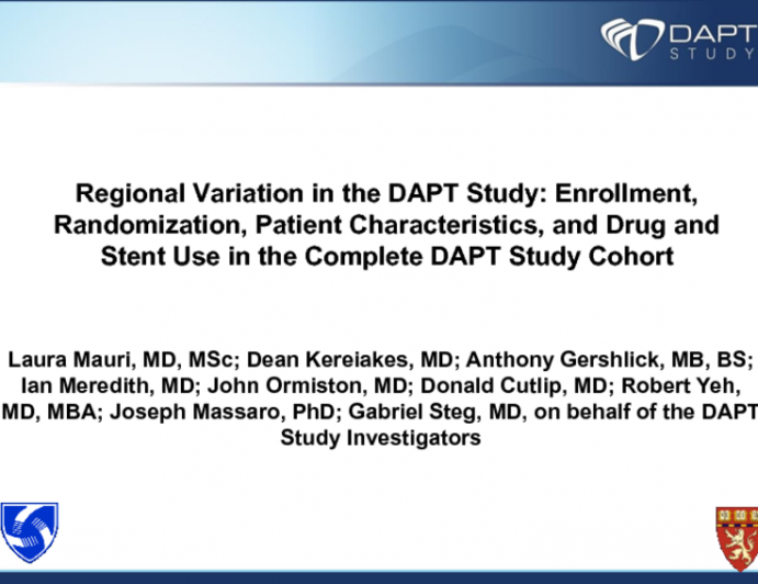 TCT-10. Differences Between US and non-US Cohorts after PCI and Dual Antiplatelet Therapy: Patient Characteristics, Randomization