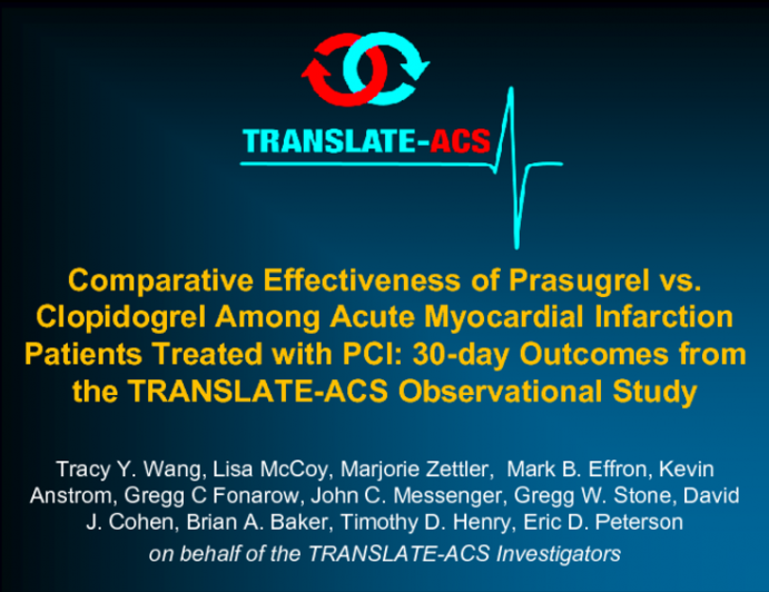 TCT-2. Comparative Effectiveness of Prasugrel vs. Clopidogrel Among Acute Myocardial Infarction Patients Treated With Percutaneous Coronary Intervention: 30-Day Outcomes from th...