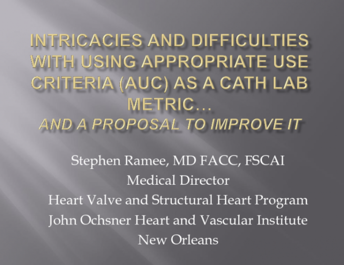 Intricacies and Difficulties with Using the AUC as a Cath Lab Metric