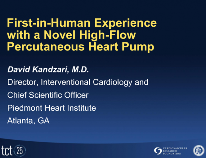 TCT-126. First-in-human experience with a novel high-flow percutaneous heart pump