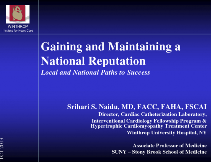 Gaining and Maintaining a Reputation: Local & National