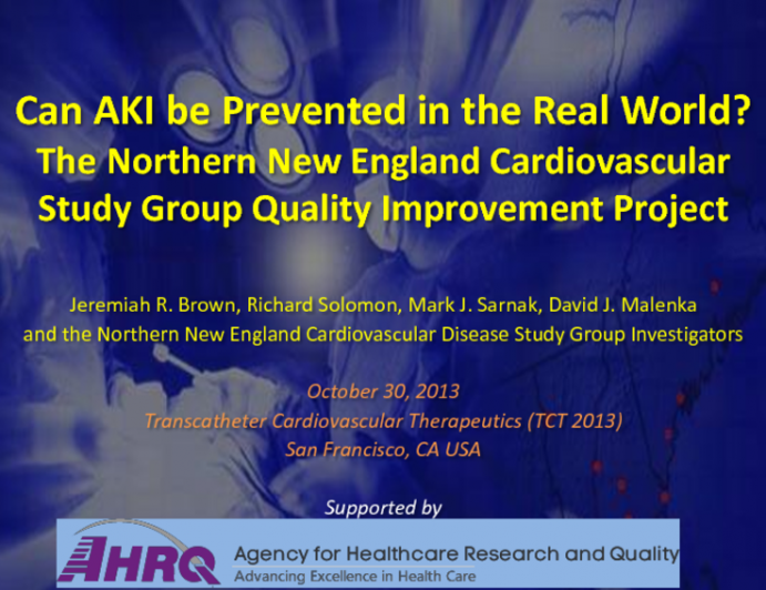 Can CIN be Prevented in the Real World? The New England Cardiovascular Study Group Northern Quality Improvement Project