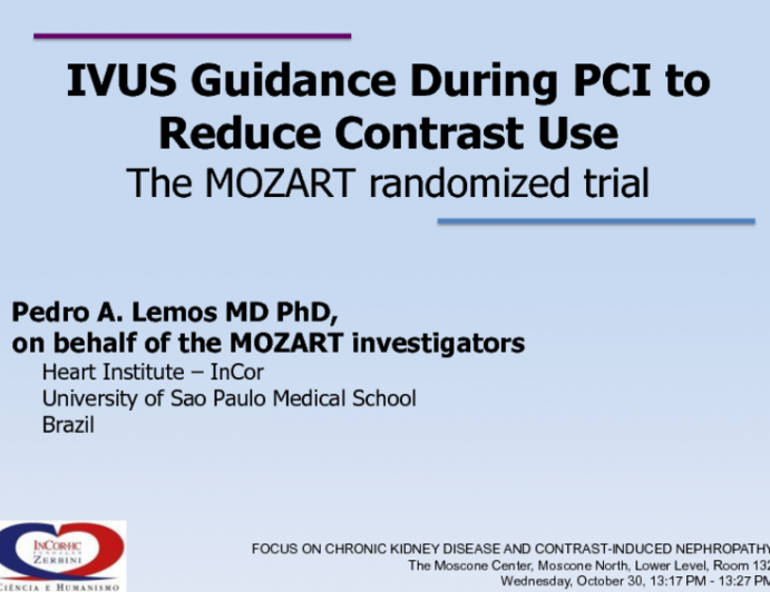 IVUS Guidance During PCI to Reduce Contrast Use: The MOZART Randomized Study